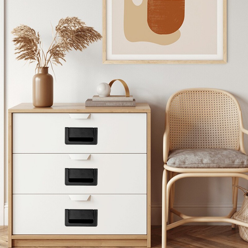 1/6 Stuks Lade Verborgen Opvouwbare Handvat Kast Verborgen Pull Zinklegering Zwarte Platte Kast Handgrepen Meubelbeslag Accessoires