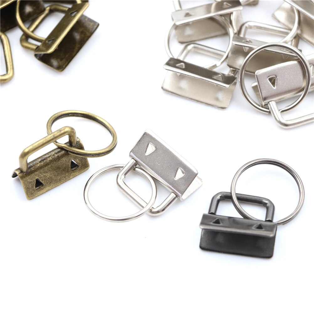 10 stk nøglering hardware 25mm nøglering split ring til håndled armbånd bomuld hale klip