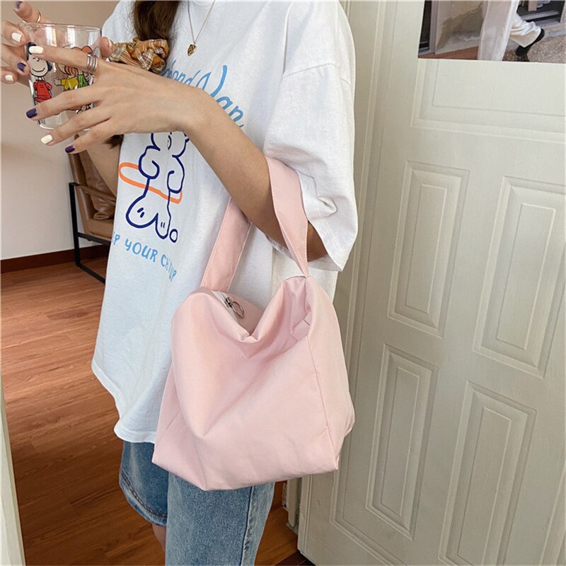 Women's Student Versatile Lightweight School Bags Large Capacity Tote Bag Shoulder Bag Shopping Bag
