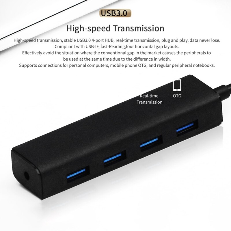 Usb Hub Usb Naar 4 Port USB3.0 5Gbps Draagbare Hub Adapter Voor Imac Pro Air Mac Mini/Pro oppervlak Pro Pc Laptop