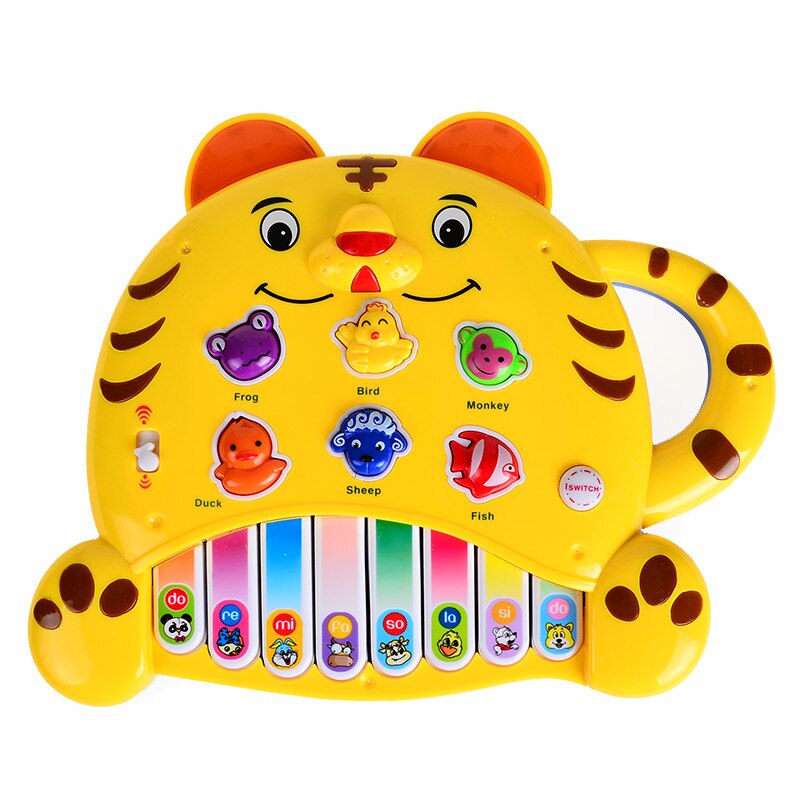 [morsom] 0-3 år gammel tiger elektronisk orgel musikk dyrelyd piano tastatur engelsk versjon læringsmaskin pedagogiske leker