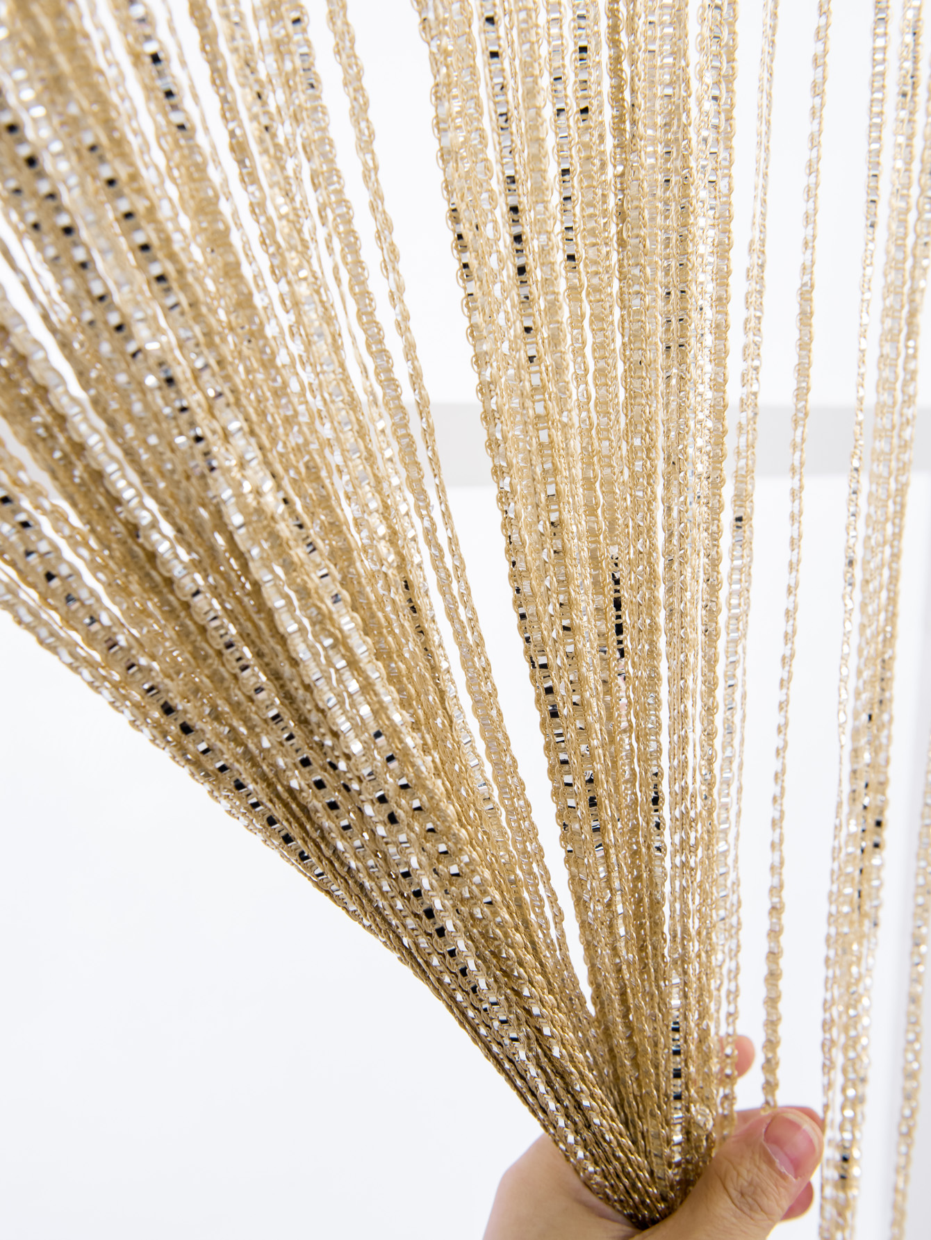 Elegancka kurtyna z koralików w kolorze szampana, dekoracyjna, ręcznie robiona, wiszące koraliki robić domu, na imprezę, wesele, stylowa przegroda robić pokoju, okno.