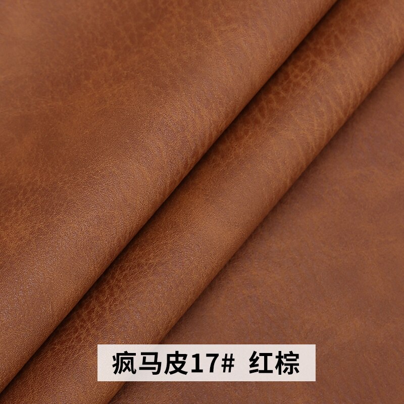 20x30cm PU Crazy Horse synthetic leather Fabric , Faux Leather Fabric for Sewing, PU artificial leather for DIY bag material: 17 red brown