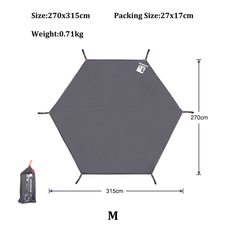Camping Tent Tarp 210D Waterproof Ground Sheet Mat Multifunction Square,Hexagon,Octagon Picnic Mattress Car Awning Canopy: Hexagon M