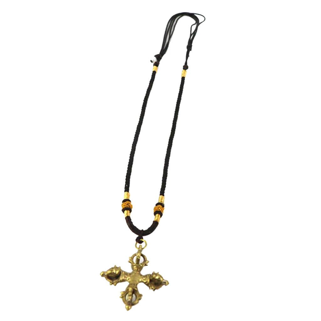 Cruz budista tibetana Dorje Vajra amuleto colgante hecho a mano en Nepal-cobre