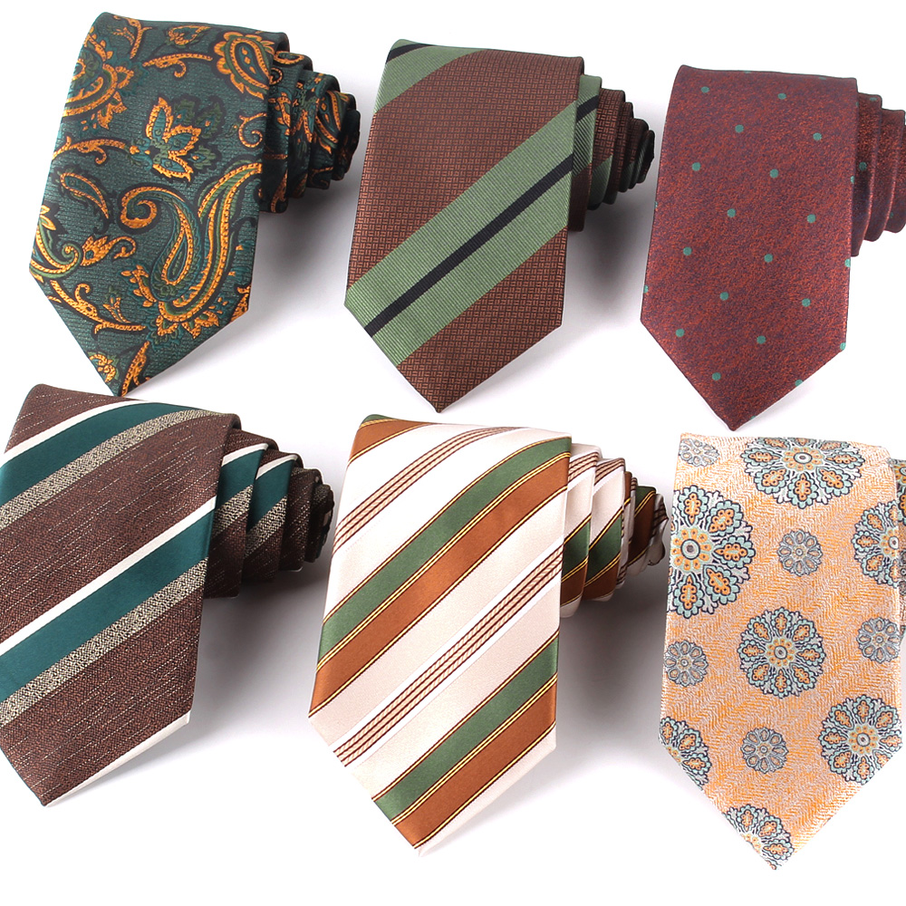 Classic Stripe Ties For Men Women Brown Color Neck Tie For Party Business Paisley Suit Neckties Wedding Neck Tie For Groom