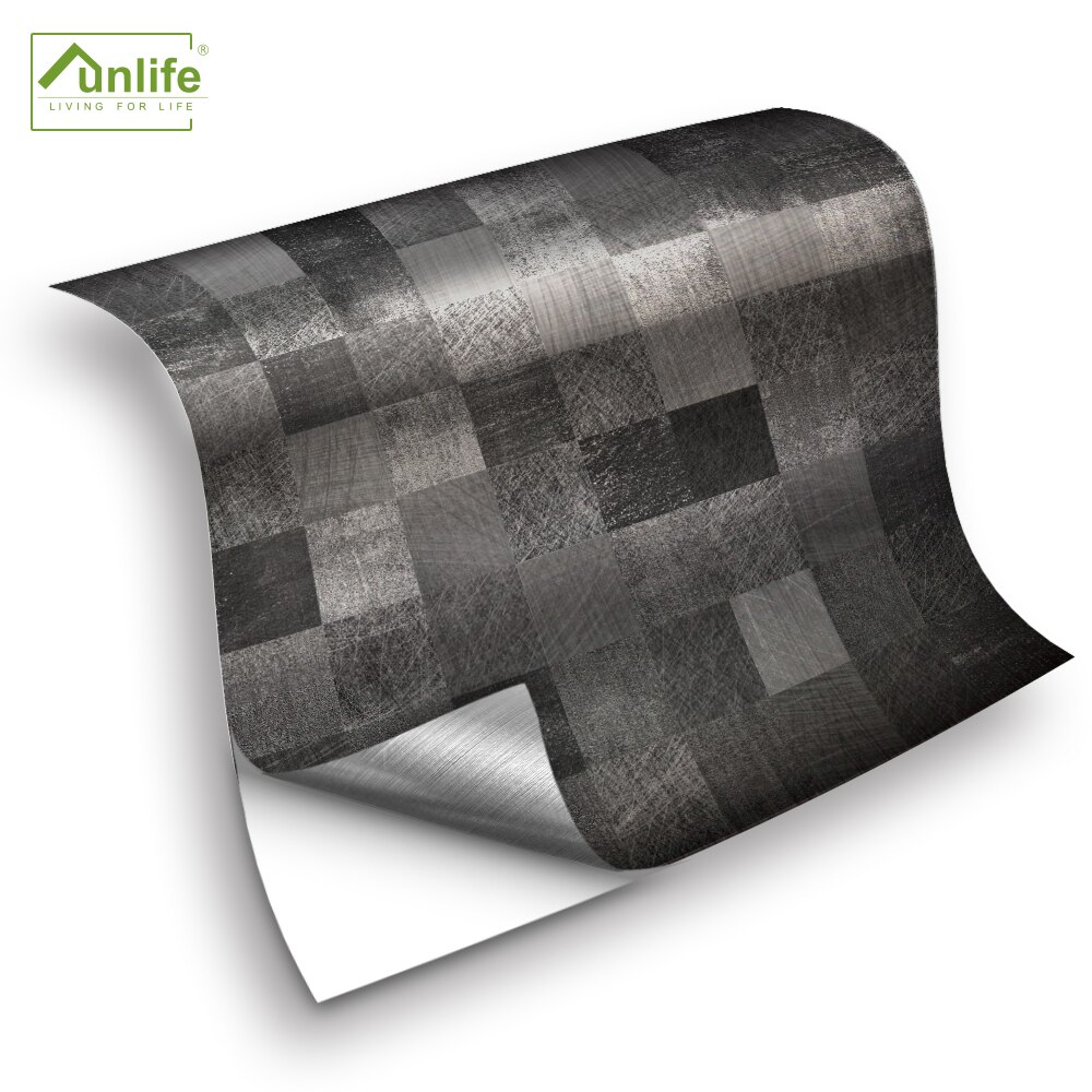 Funlife® Brushed Silver Mosaic Tile Sticker Peel&amp;Stick Self-Adhesive Kitchen Backsplash kitchen DIY Easy to Clean Wall sticker