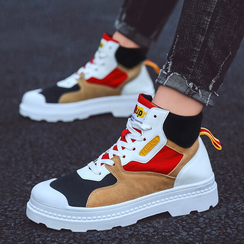 Herre high top canvas sneakers trend komfortable mande fritidssko udendørs skridsikker åndbare herresko