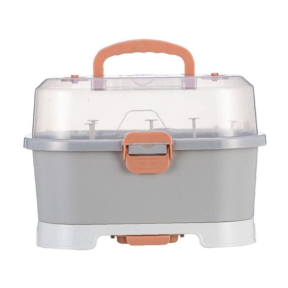 Baby Bottle Storage Box Baby Feeding Bottle Drying Rack with Anti-dust Cover Drying Rack Bottle Organizer for Newborn Baby