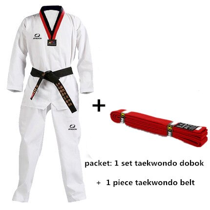 Vuxen &amp; barn taekwondo uniform + taekwondo bälte taekwondo dobok, black-v, wtf kampsport/karate/taekwondo bälte