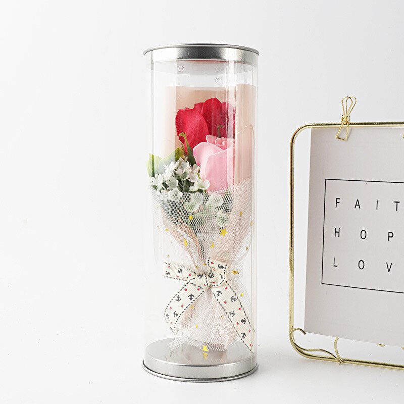 Sztuczne kwiaty pachnące Róża goździk bukiet pudełko ciało mydło w kształcie kwiatka wesele walentynki dzień nauczyciela prezent: czerwony