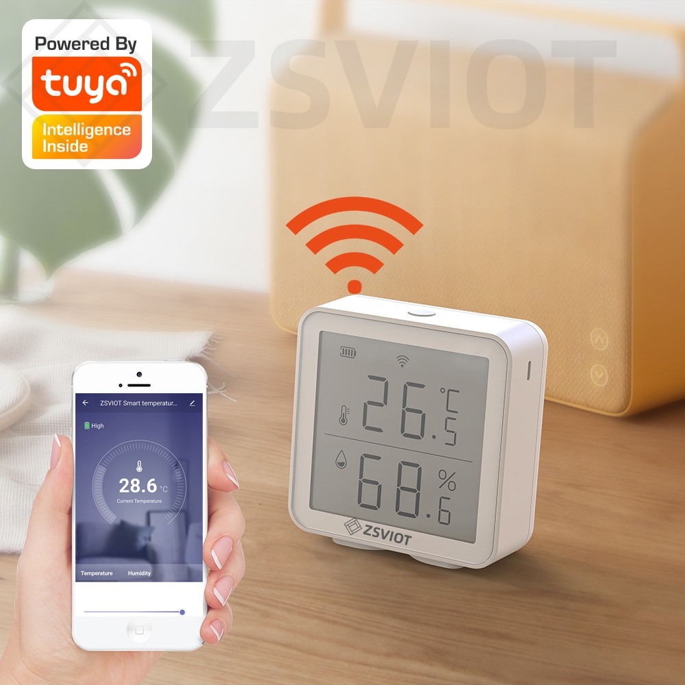 Tuya wifi 2.4g termometer lcd display sensor smart hjem indendørs udendørstemperatur fugtighed hygrometer digital app kontrol