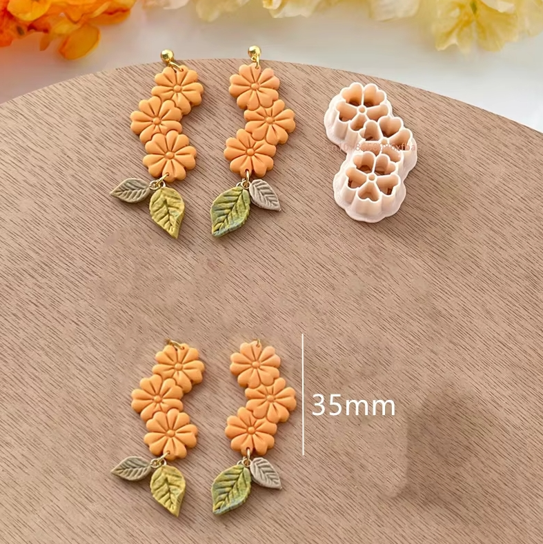 Nuevos cortadores de arcilla polimérica con forma de flor de primavera, arcilla colgante con forma Floral, pendientes DIY, joyería, fabricación de colgantes, herramientas de arcilla de cerámica: Transparente