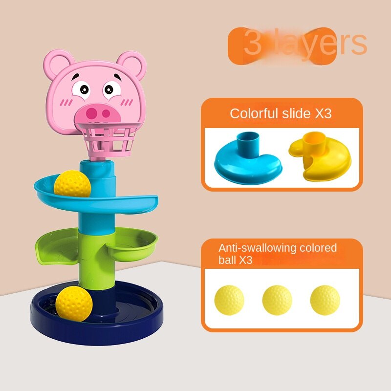 Frühförderndes spielzeug für babys: faltbarer trackball, rollender ball – spielspaß für babys: 3 etagen