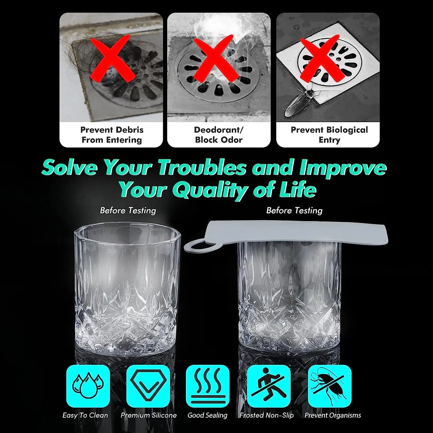 Couvercle de vidange de douche en Silicone, tapis Anti-odeur, bouchon de baignoire de douche, bouchon de vidange en Gel de silice pour baignoire, cuisine, blanchisserie