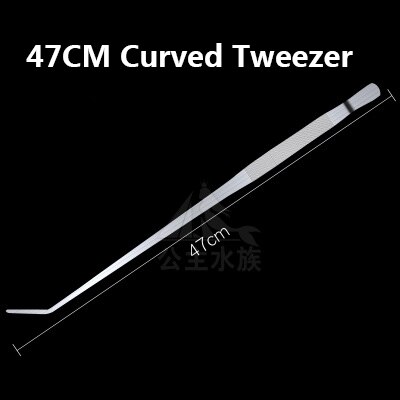 Aquarium recht gebogen pincet schaar algenkrabber roestvrij staal aquarium planten gereedschap: 47cm gebogen pincetten
