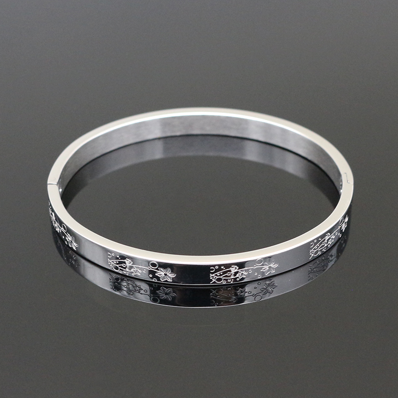 Pulsera de acero inoxidable con de flor de loto para mujer, brazalete con de flor de loto, joya bonita para ,