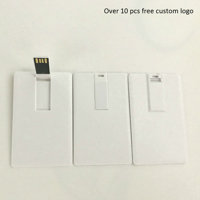 (Muy 10 pièces Logo gratuit) clé USB bricolage 1GB 2GB OEM Logo personnalisé carte de visite en plastique PenDrive clé mémoire bâton impression Logo: WHITE / 128M