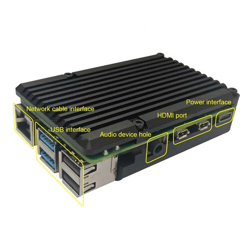 for Raspberry Pi 4B Latest CNC Aluminum Alloy Case Enclosure with Cooling Fan CA