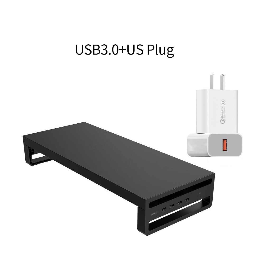 USB3.0 Wireless Thermal Charging Monitor Stand Riser Laptop Base Heightening Transfer Data Keyboard Mouse Charging Storage: US Plug 4 USB3.0 