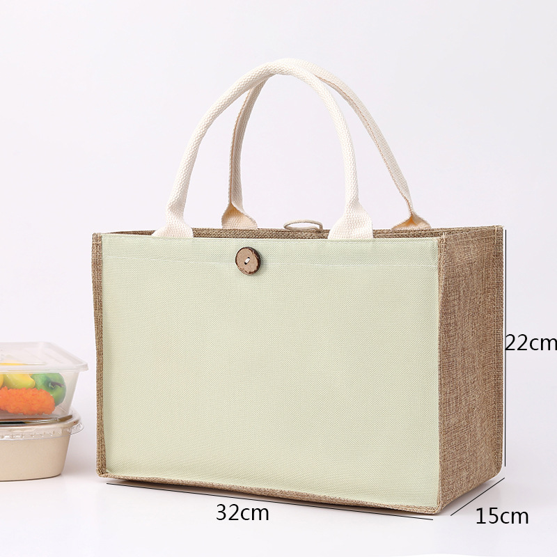 Sack kleinen Einkaufstasche mit Knopf große Kapazität Handtasche umwelt freundliche wieder verwendbare Einkaufstasche Frauen Hanf Tasche: Beige