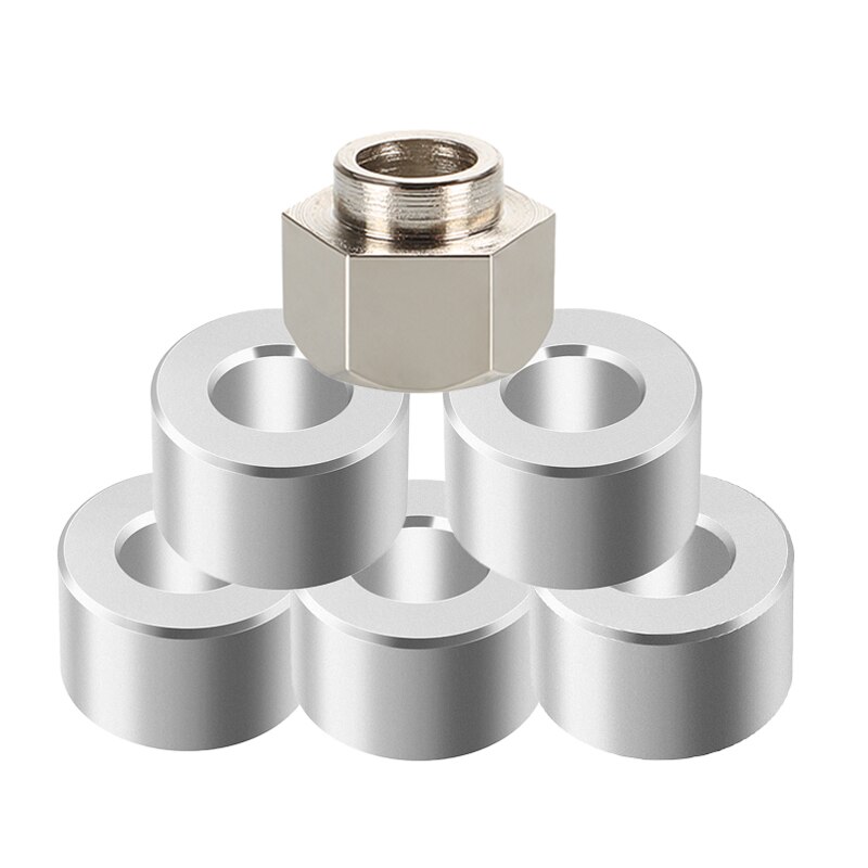 Exzenter-distanzstück-set, dicke 6mm, bohrung 5mm, kohlenstoffstahl, vernickelte exzenterschraubenmuttern & aluminium-distanzstücke, 3d druckerteile