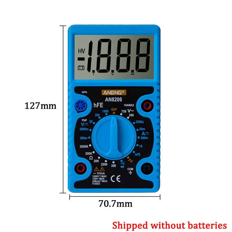 Junejour Portable Digital Multimeter Tester Big Screen Pocket Multimeter Resistance Backlight AC/DC Ammeter Voltmeter Ohm