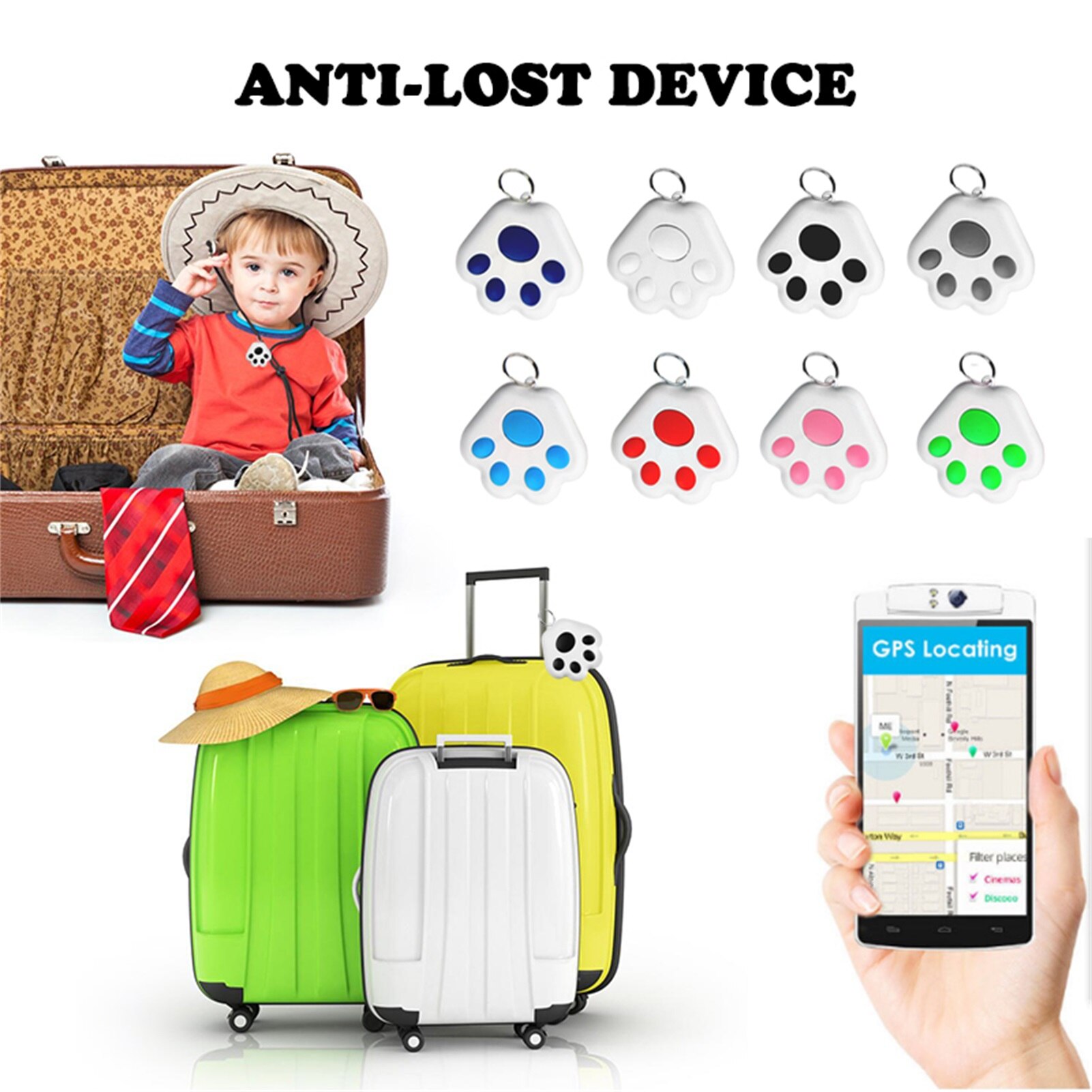 Smart Key Finder Mini Bluetooth Tracker Apparaat Auto Alarm Tegel Portemonnee Sleutels Alarm Locator Realtime Kids Huisdieren Anti-verloren