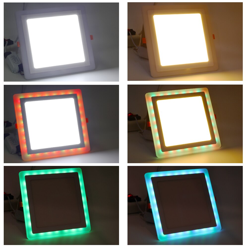 Led panel 220v 3w 6w 12w 18w overflate led panel lys firkantet form med 3 modus rgb led panel lys 110v for tak lys rgb