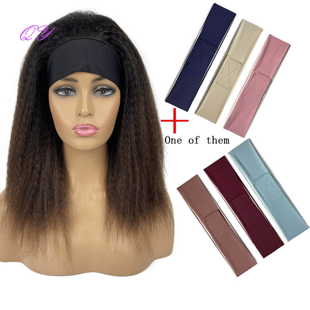 Pelucas de diadema rectas africanas sintéticas, peluca de peinado de longitud media negra Natural para mujer, pelo Afro Yaki rizado para uso diario para mujer: #144