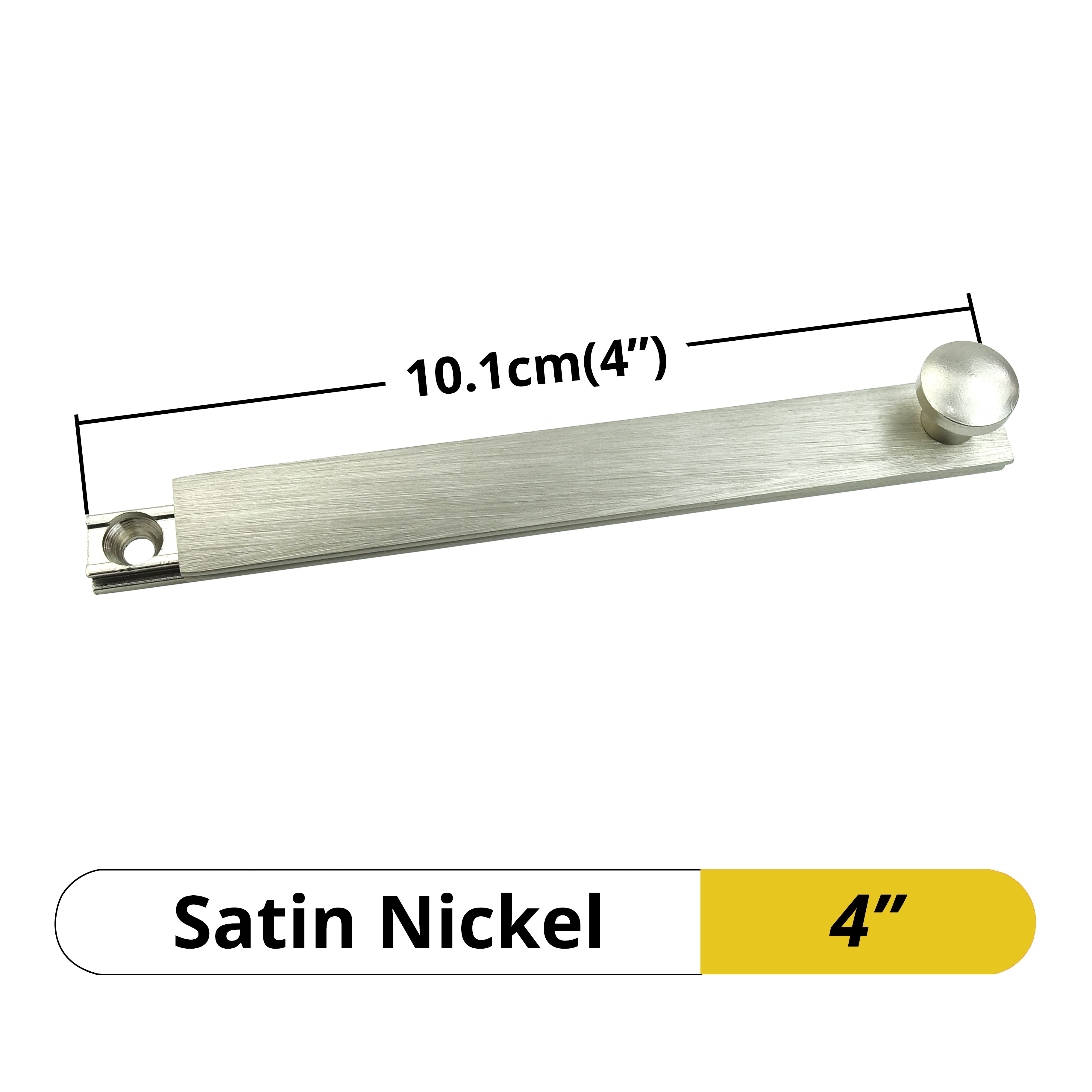 Brass Door Latch Lock Schuifslot Security Sliding Lock Flush Slide Bolt Gate Hook Loquet Porte Coulissante Targette Verrou: 10.1cm Satin Nickel