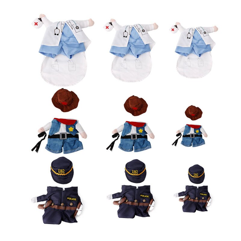 Drôle de chien chat vêtements Costume robe médecin policier Cowboy Costume tenue coton vêtements S M L