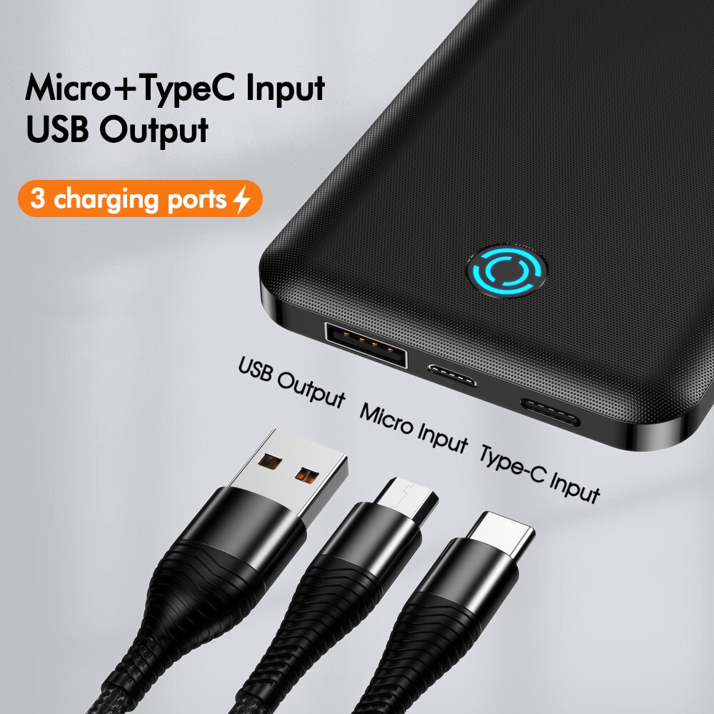 IPSKY 10000mAh Banca di Potere del USB di Uscita TypeC Microusb Ultra Sottile Powerbank 10W Caricatore Rapido Per il iPhone 11 Pro max Xiaomi Huawei