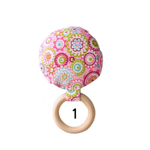 Gestreepte Dot Houten Ring Baby Ronde Bijtring Kinderziektes Speelgoed Veilig Chew Douche: 1