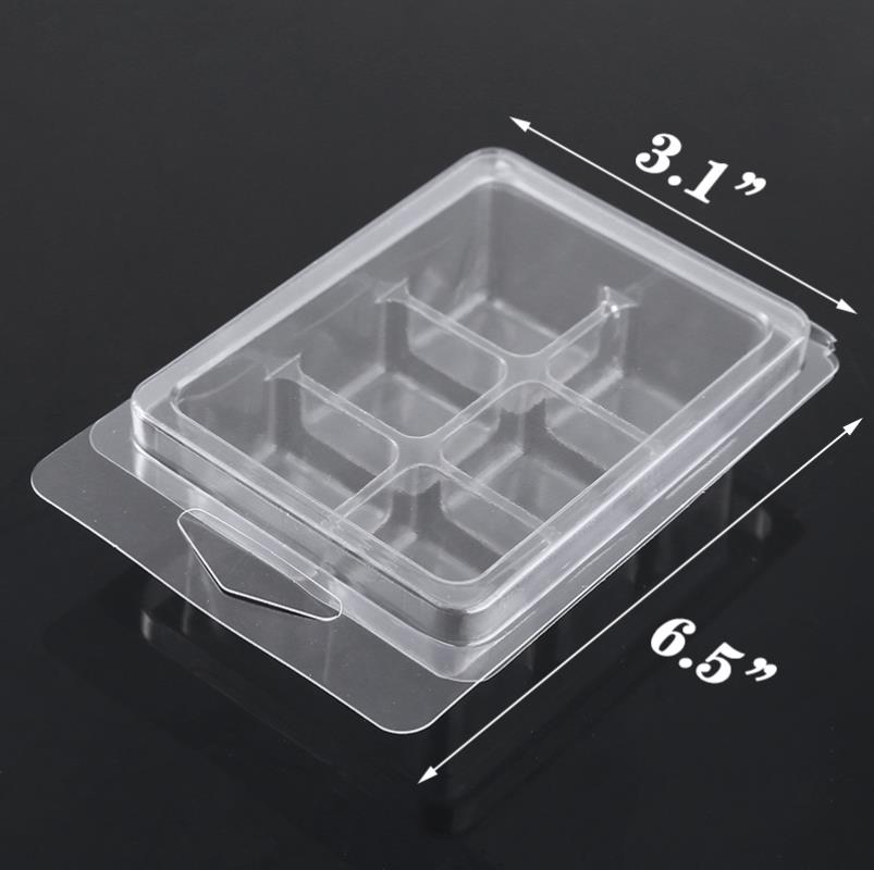 20 Stks/set Clear Pet Wax Melt Mallen 6 Mobiele Plastic Clamshell Verpakking Mallen Containers Voor Wax Zeep Melt Blokjes Maken smaakloos