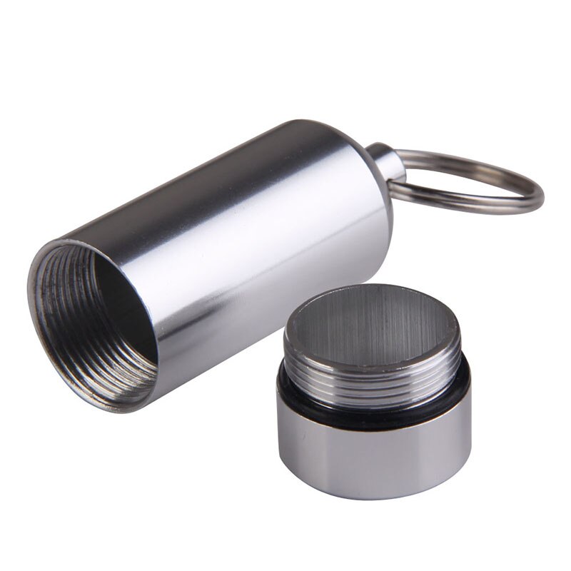 Aluminium Legering Kan Fles Draagbare Waterdichte Aluminium Pillendoosje Zaak Fles Drug Holder Container Sleutelhanger Aa