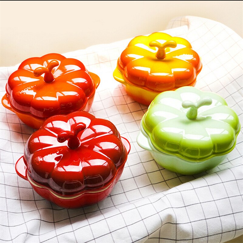 Ceramics 5 Inch Pumpkin Soup Pot / Fruit Pan / Non-stick Milk Pan Cooker Baking Pot