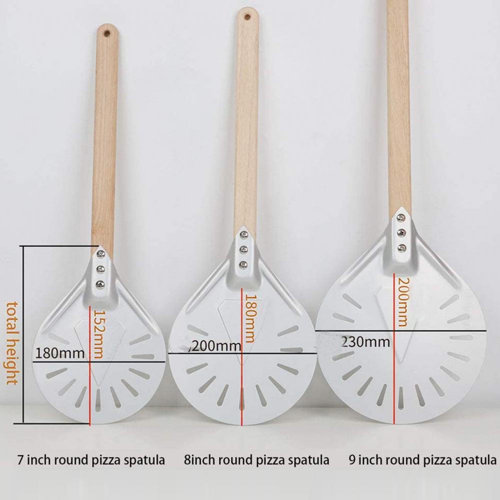 Pizza Shovel Perforated Pizza Shovel Baking Tools Removable Pizza Peel Shovel Non Stick Kitchen Baking Supplies with Wood Handle