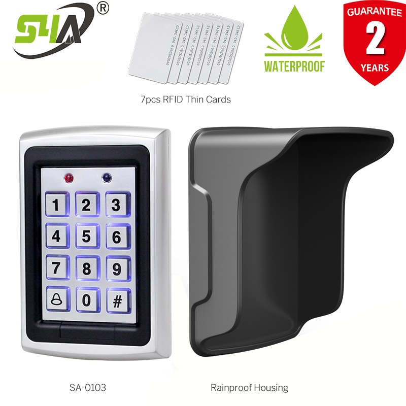 S4A RFID Metal Access Control Keypad Outdoor Door Opener Electronic Lock System with Keychains and Waterproof Rainproof Cover