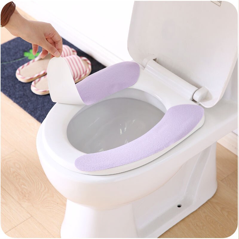 1 * cubierta de asiento del inodoro de WC pasta protector para asiento de inodoro lavable baño asiento calentador tapa de inodoro de Closestool pegajoso asiento Mat
