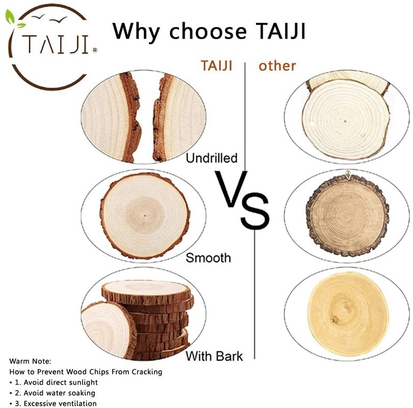 Natural Wood Slices Craft Wood Kit Unfinished Predrilled with Hole Wooden Circles for Arts Christmas Ornaments DIY Crafts