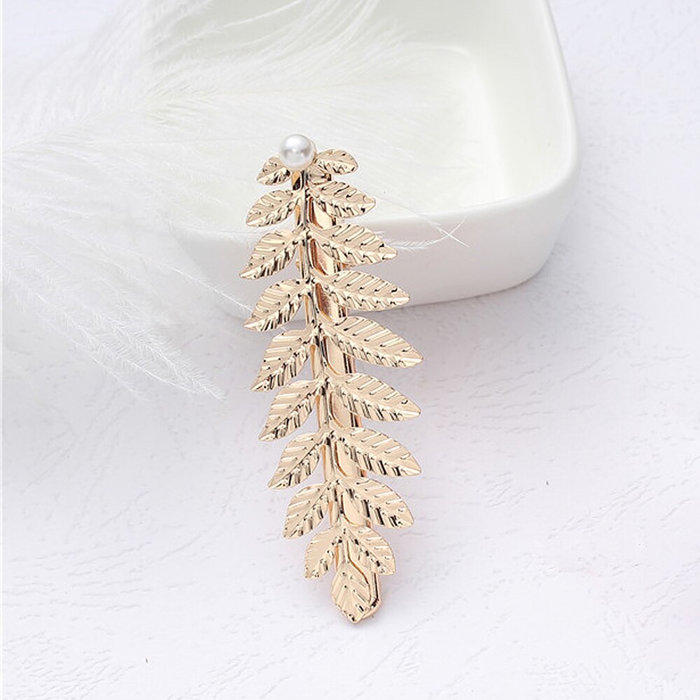 Bridal Hair Jewelry Korean Gold Leaves Hair Bands Wreath Vintage Pearl Crown Tiara Women Wedding Hair Accessories: LG