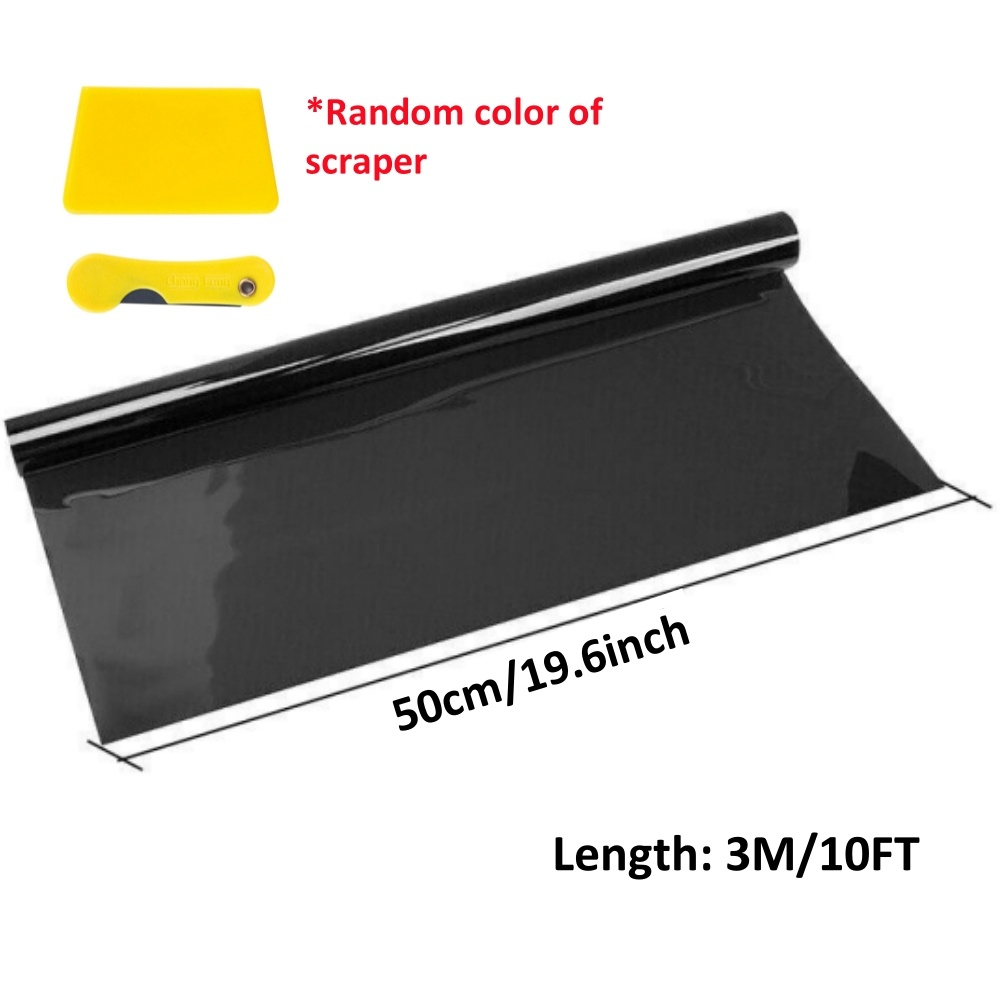 1 rollo de 50cm X 3m 1/5/15/25/35 por ciento VLT película opaca para ventana pegatina de vidrio película parasol para coche Protector UV película adhesiva