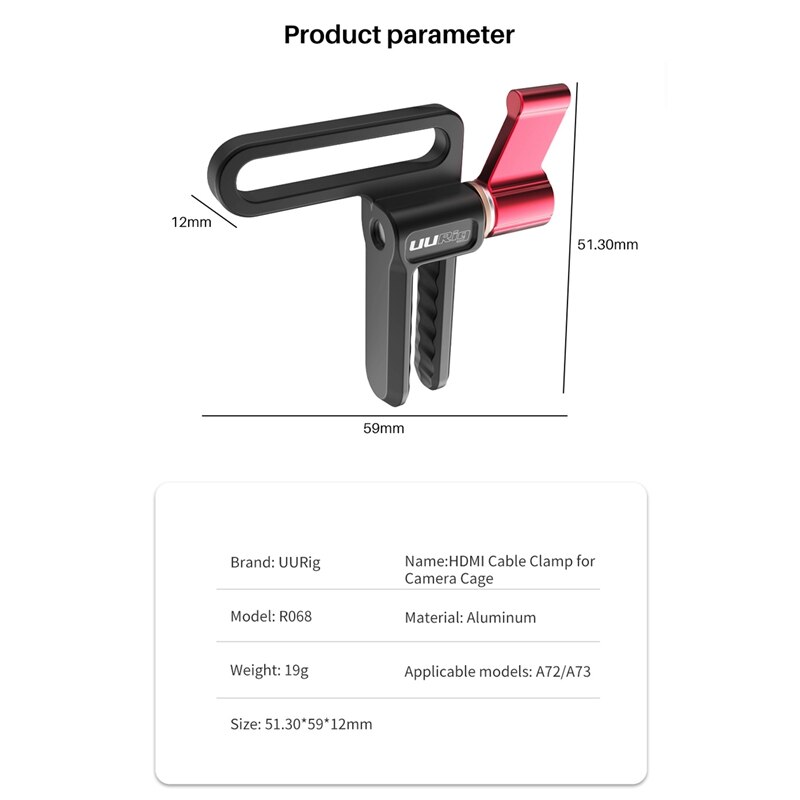 Uurig R068 Universal Hdmi Kabel Clip Klem Voor Sony A72 A73 A7II A7III A7R3 A7M3 Camera Kooi