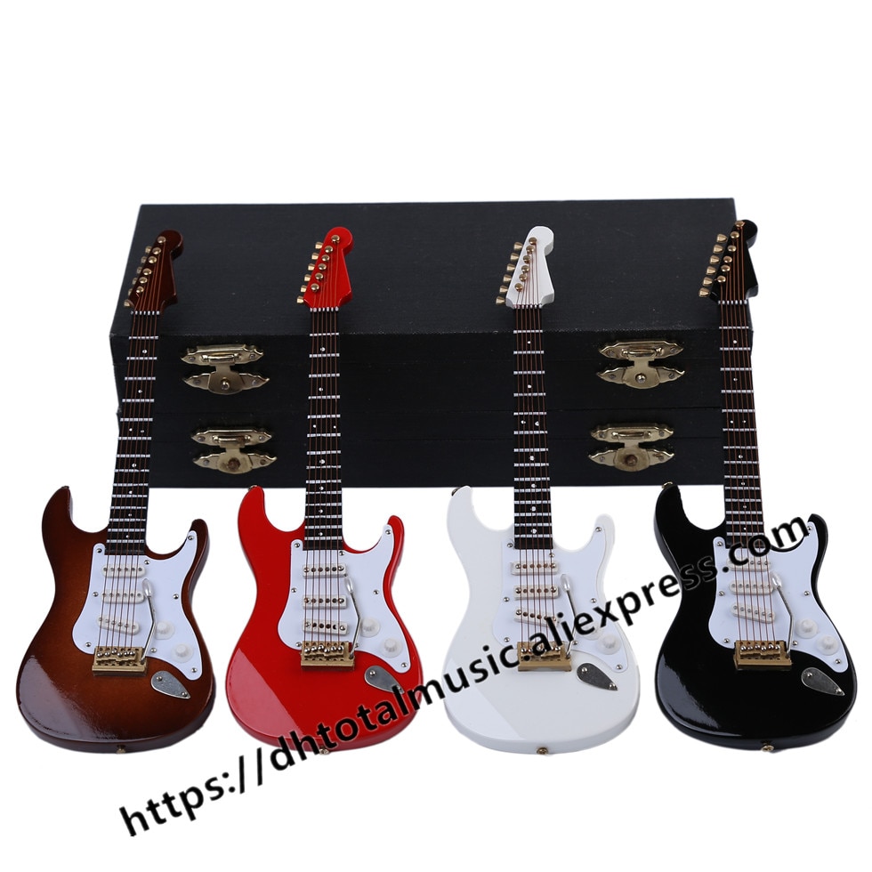 Mini Guitar Miniature Model Electric Guitar Model with Case and Stand Popurlar Strings Instrument