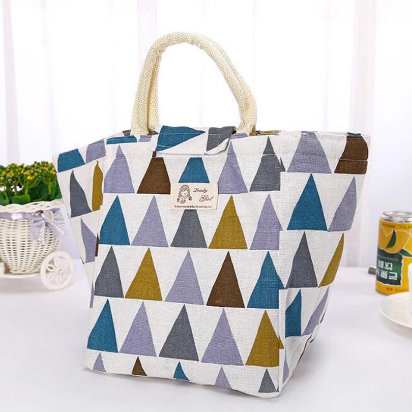 Leaf Pattern Waterproof Oxford Tote Lunch Bag Large Capacity Thermal Food Picnic Lunch Bags for Women kid Men Cooler Lunch Box: Blue 02