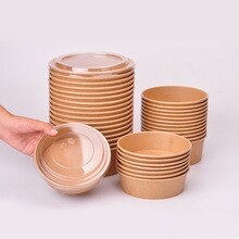 50 Contenedores de paple Kraft, ensaladero 500ml-1500ml