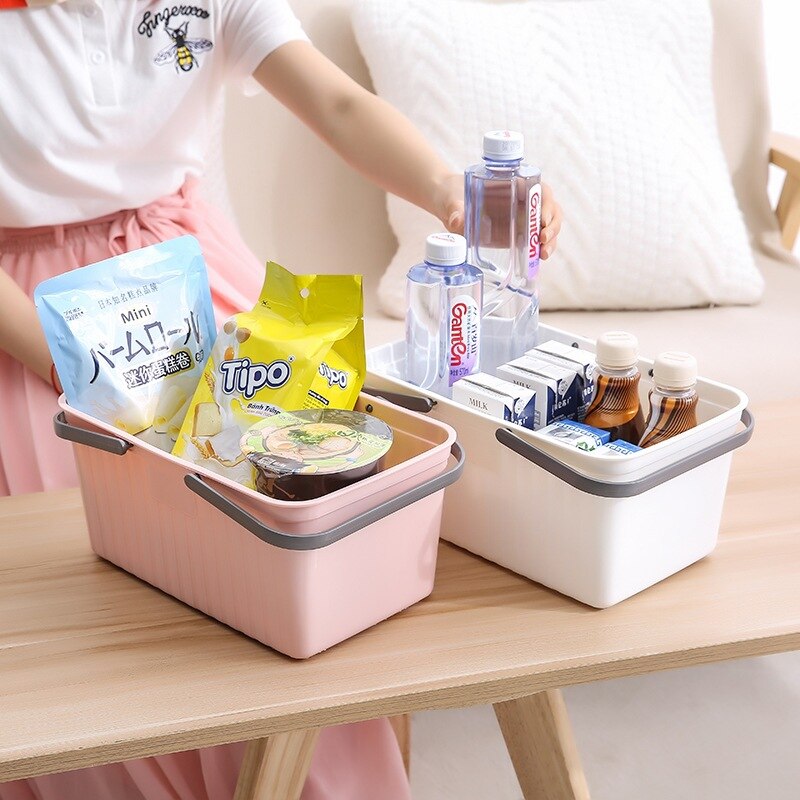 Bærbare badekurvespand med håndtag og huller plastopbevaringskurv til håndsæbe til kropsvask shampoo balsam