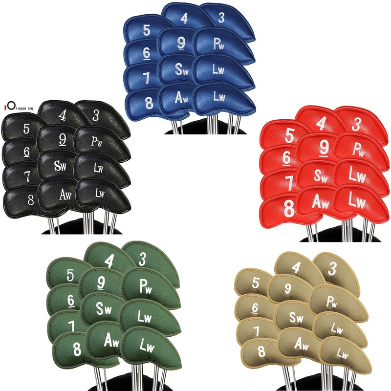 12 Stck Luxus Synthetische Leder Golf Eisen Kopf Abdeckungen Verein Headcover Wasserdicht für Alle Bügeleisen Verein DripShipping