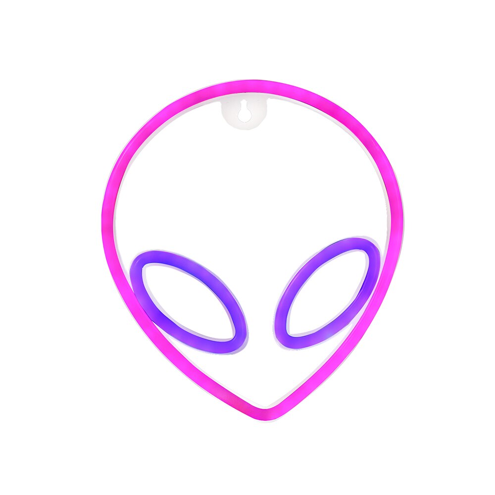 Neon Sign Alien Gezicht Vormige Muur Opknoping Verlichting Voor Thuis Kinderkamer Saucerman Nacht Lampen Party Art Decor Kids: pink and blue